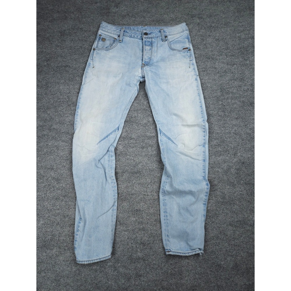 G Star Raw Arc 3D Slim Jeans Mens 30 x 30 Blue Medium Wash Button Fly *HOLE